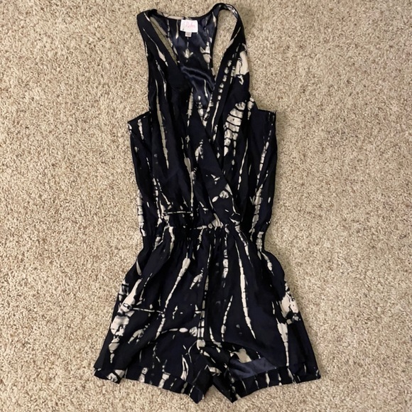 Parker Blue Tie Dye Silk Romper - Picture 1 of 1